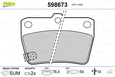 Brake Pad Set, disc brake VALEO 598673