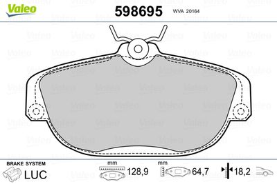 Brake Pad Set, disc brake VALEO 598695