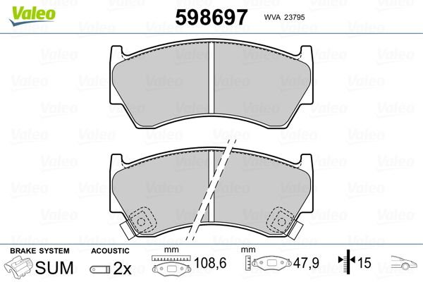 VALEO 598697 Brake Pad Set, disc brake