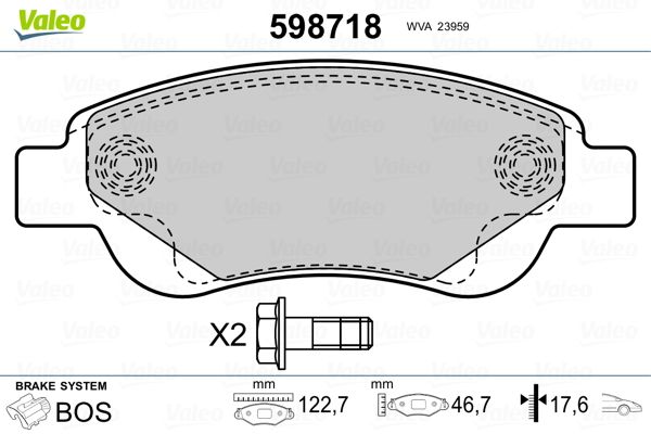 VALEO 598718 Brake Pad Set, disc brake