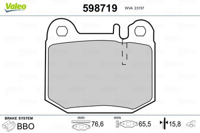 Brake Pad Set, disc brake VALEO 598719