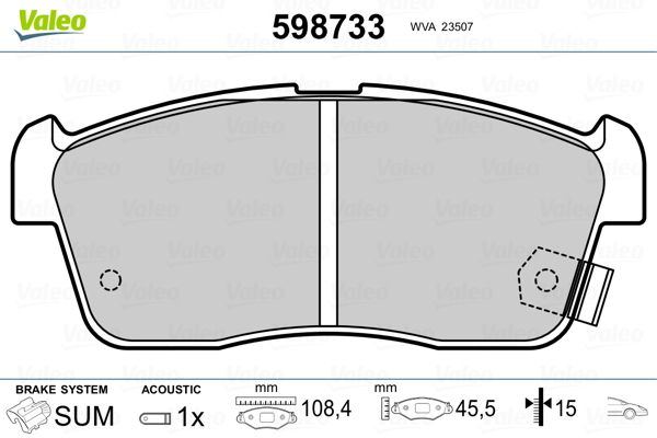 VALEO 598733 Brake Pad Set, disc brake