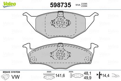 Brake Pad Set, disc brake VALEO 598735