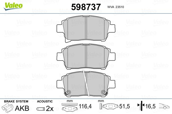 VALEO 598737 Brake Pad Set, disc brake