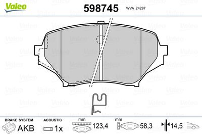 Brake Pad Set, disc brake VALEO 598745