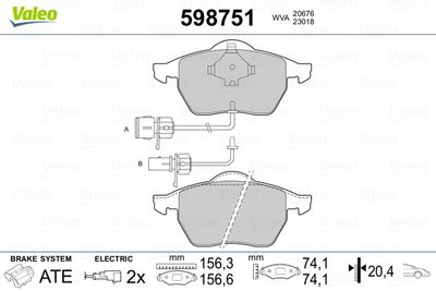 Brake Pad Set, disc brake VALEO 598751