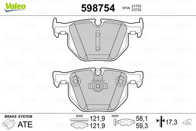 Brake Pad Set, disc brake VALEO 598754