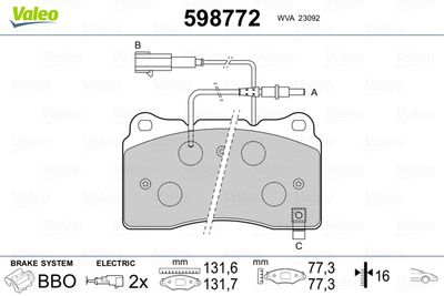 Brake Pad Set, disc brake VALEO 598772