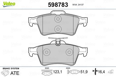 Brake Pad Set, disc brake VALEO 598783