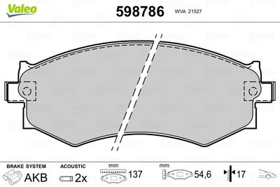 Brake Pad Set, disc brake VALEO 598786