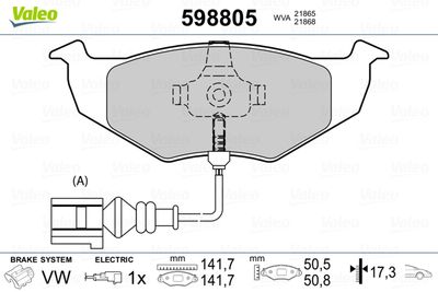 Brake Pad Set, disc brake VALEO 598805