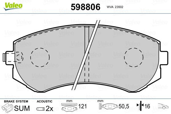 VALEO 598806 Brake Pad Set, disc brake