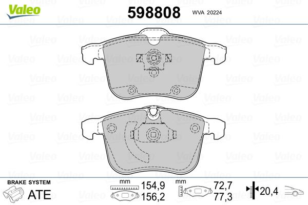 VALEO 598808 Brake Pad Set, disc brake