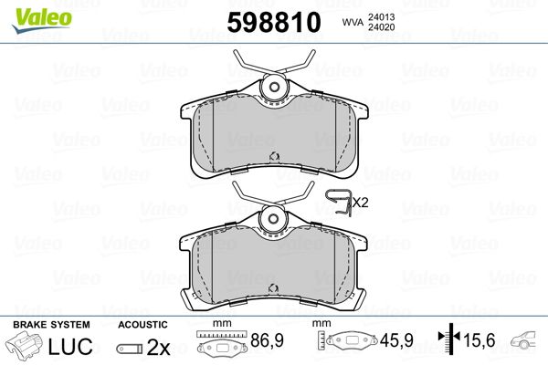 VALEO 598810 Brake Pad Set, disc brake