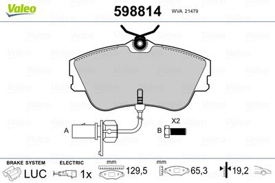 Brake Pad Set, disc brake VALEO 598814