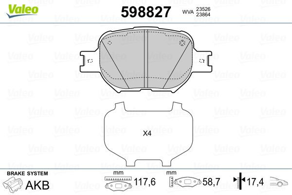 VALEO 598827 Brake Pad Set, disc brake