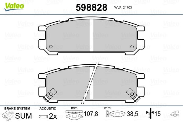 VALEO 598828 Brake Pad Set, disc brake