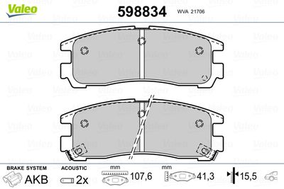 Brake Pad Set, disc brake VALEO 598834