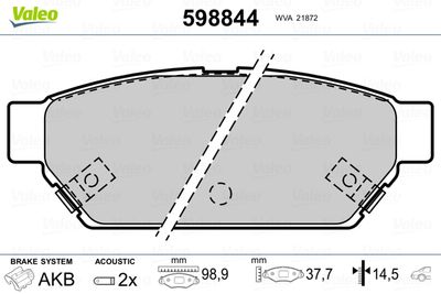 Brake Pad Set, disc brake VALEO 598844