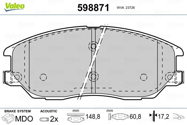 VALEO 598871 Brake Pad Set, disc brake