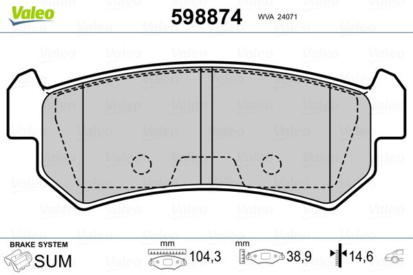 VALEO 598874 Brake Pad Set, disc brake