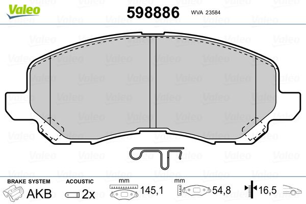 VALEO 598886 Brake Pad Set, disc brake