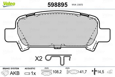 Brake Pad Set, disc brake VALEO 598895