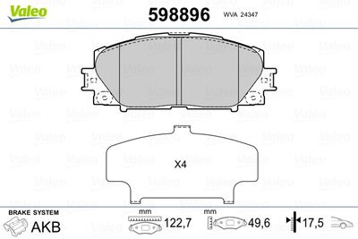 Brake Pad Set, disc brake VALEO 598896