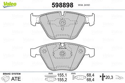 Brake Pad Set, disc brake VALEO 598898