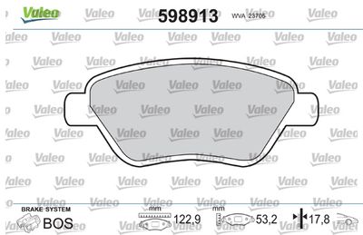 Brake Pad Set, disc brake VALEO 598913