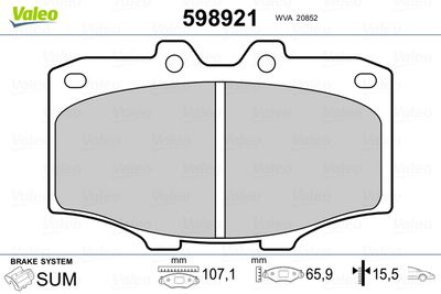 Brake Pad Set, disc brake VALEO 598921