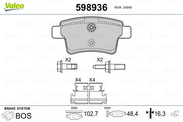 VALEO 598936 Brake Pad Set, disc brake