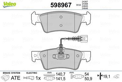 Brake Pad Set, disc brake VALEO 598967