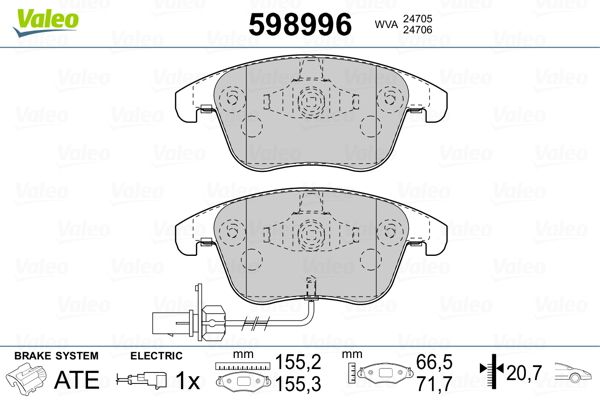 VALEO 598996 Brake Pad Set, disc brake