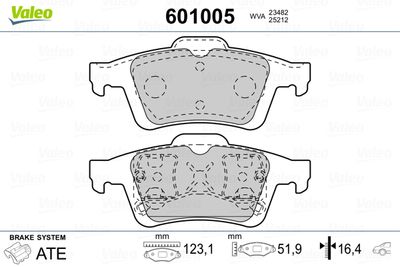 Brake Pad Set, disc brake VALEO 601005