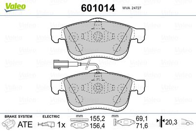 Brake Pad Set, disc brake VALEO 601014