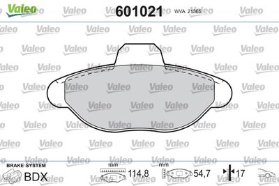 Brake Pad Set, disc brake VALEO 601021