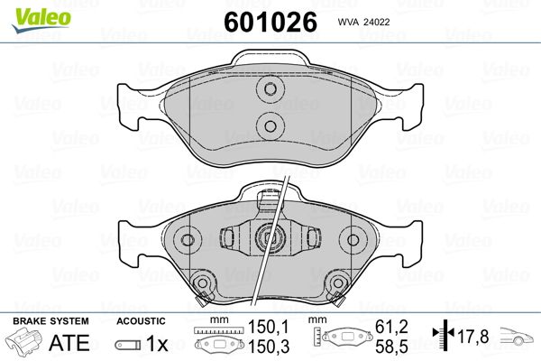 VALEO 601026 Brake Pad Set, disc brake