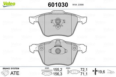 Brake Pad Set, disc brake VALEO 601030