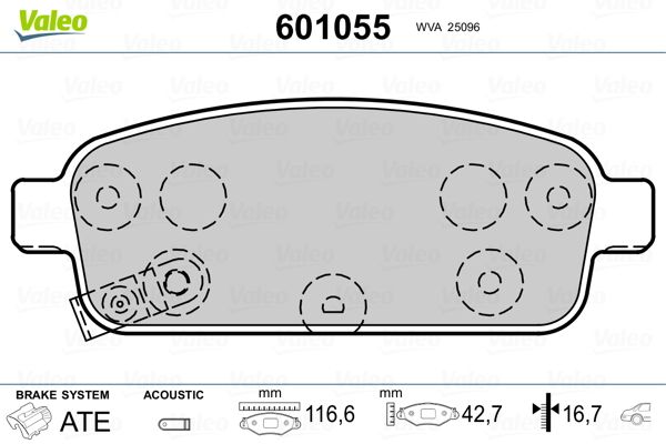 VALEO 601055 Brake Pad Set, disc brake