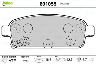 Brake Pad Set, disc brake VALEO 601055