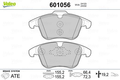 Brake Pad Set, disc brake VALEO 601056