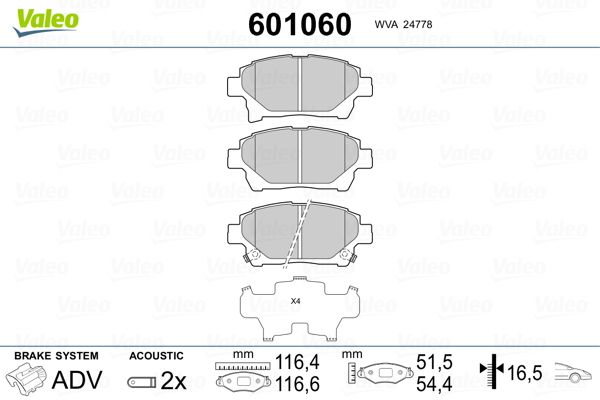 VALEO 601060 Brake Pad Set, disc brake