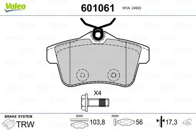 Brake Pad Set, disc brake VALEO 601061