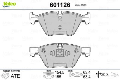 Brake Pad Set, disc brake VALEO 601126