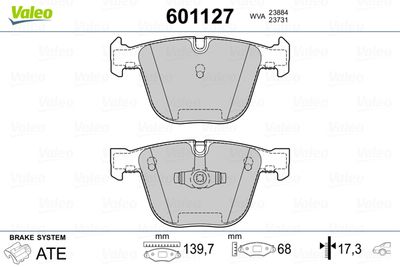 Brake Pad Set, disc brake VALEO 601127