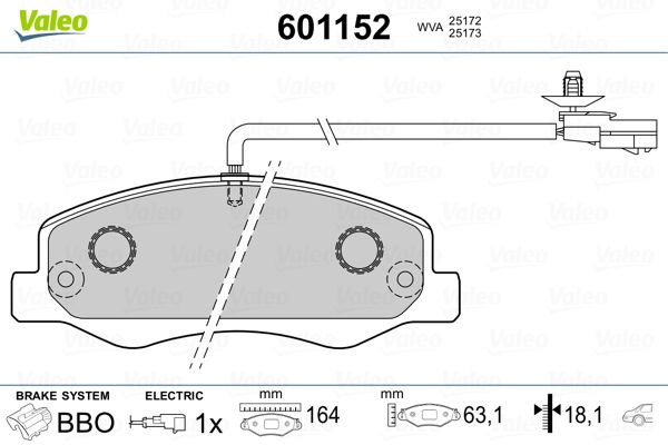 VALEO 601152 Brake Pad Set, disc brake