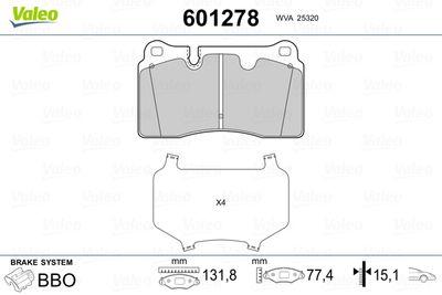 Brake Pad Set, disc brake VALEO 601278