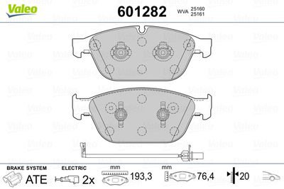 Brake Pad Set, disc brake VALEO 601282