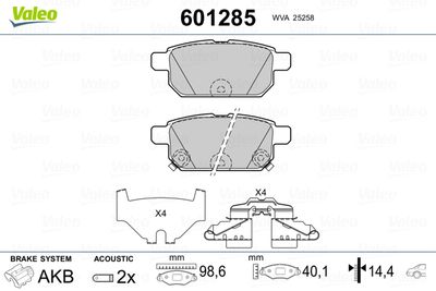 Brake Pad Set, disc brake VALEO 601285